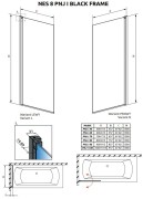 Parawan nawannowy Radaway Nes 8 Black PNJ I Frame prawy