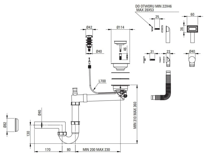 Zlewozmywak granitowy z baterią 1-komorowy z ociekaczem Andante Deante