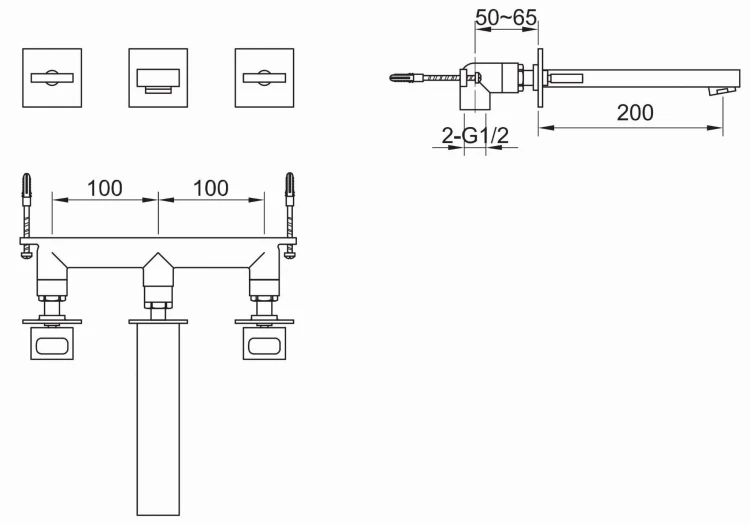 Bateria umywalkowa podtynkowa KOHLMAN Nexen QW193U