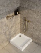 Brodzik kwadratowy FAVORY PLUS 90x90 Schedpol Schedline, biały + syfon