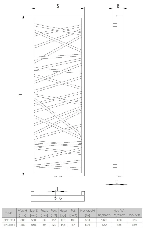 Grzejnik łazienkowy dekoracyjny Radeco Spider 160x53cm