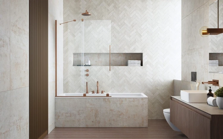 Parawan nawannowy Furo Brushed Copper PND II Radaway lewy miedź