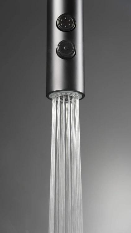 Bateria kuchenna z wyciąganą wylewką Olfato Deante nero czarna