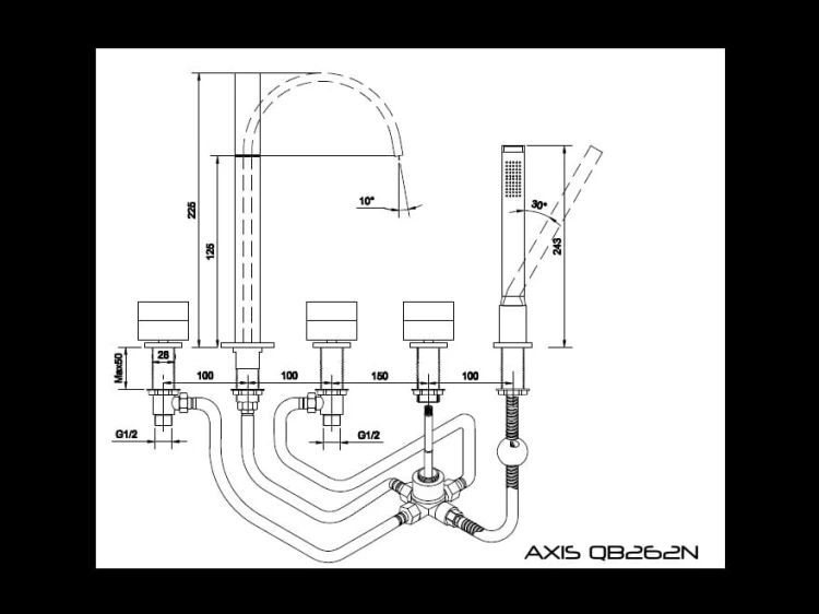Bateria wannowa 5-otworowa KOHLMAN Axis QB262N