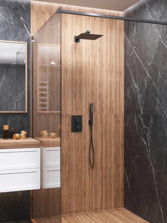 Prysznicowy zestaw podtynkowy corsan z01tbl czarny z termostatem