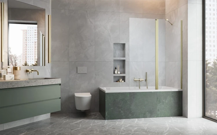 Parawan nawannowy Radaway Nes Brushed Gold PND II prawy