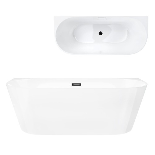 Wanna przyścienna wolnostojąca corsan mono 150 x 74 cm korek klik-klak czarny