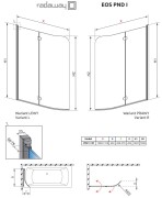 Parawan nawannowy RADAWAY Eos PND I 130x152 prawy, szkło przejrzyste