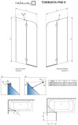 Parawan nawannowy Radaway Torrenta PND II 120x150 lewy, szkło przejrzyste