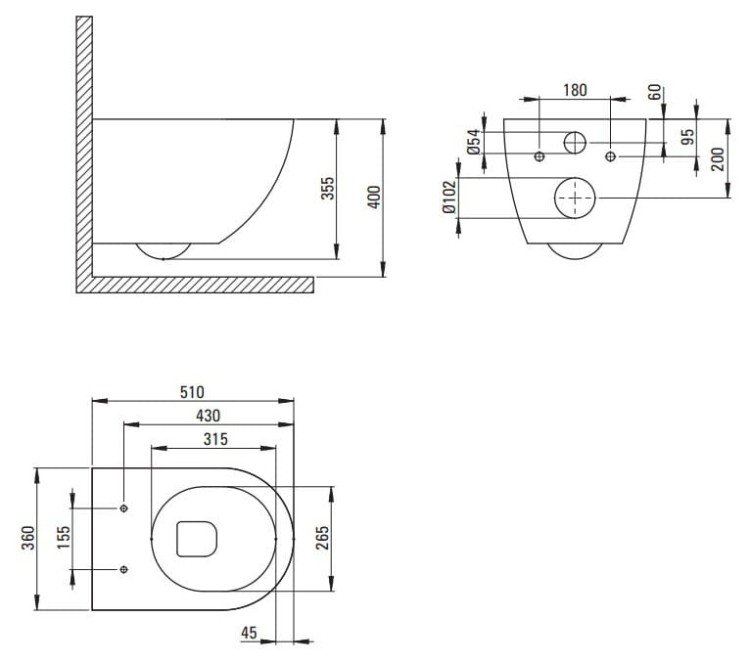 Zestaw WC podtynkowy 6 w 1 Peonia Zero Deante antracyt/titanium