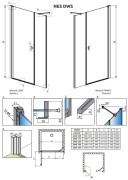 Drzwi prysznicowe Radaway Nes Black DWS 90x200 lewe przejrzyste