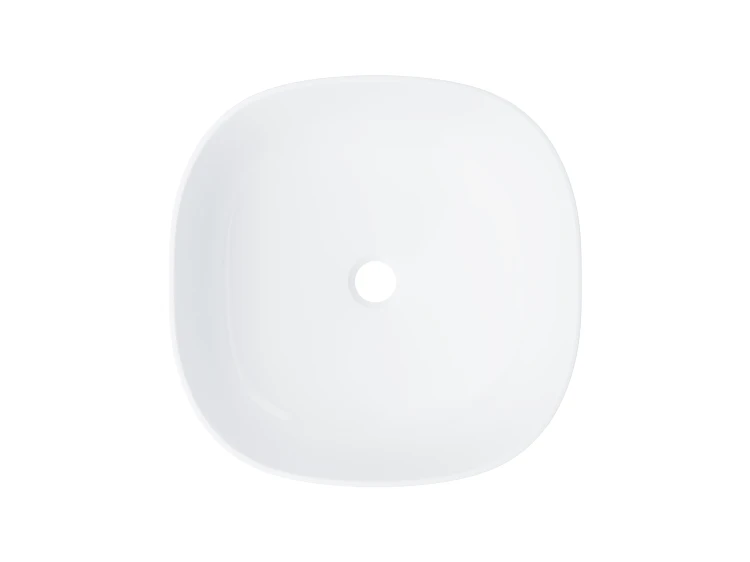 Umywalka nablatowa corsan kwadratowa 420x420x145 mm z korkiem klik-klak złotym