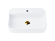 Umywalka nablatowa ango prostokątna 500x400x140 mm z korkiem złotym