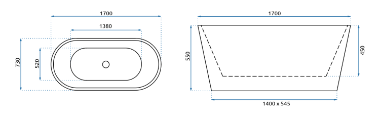 Wanna wolnostojąca akrylowa biała Milano 170 REA