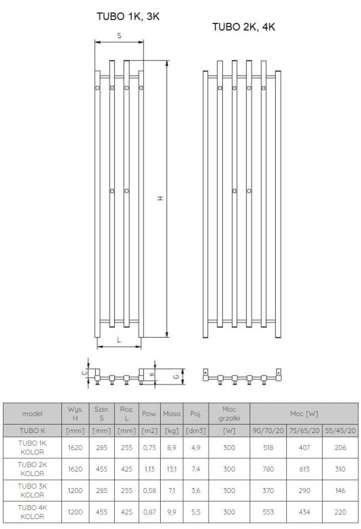 Grzejnik łazienkowy dekoracyjny Radeco Tubo 1K 162x28,5cm kolor czarny, Merkury 7
