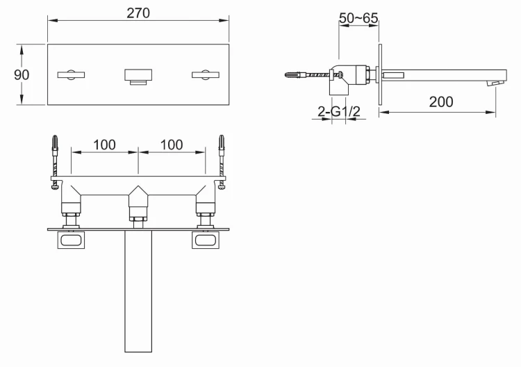 Bateria umywalkowa podtynkowa KOHLMAN Nexen QW198U