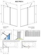 Parawan nawannowy Radaway Nes PND II 120x150 prawy, szkło przejrzyste