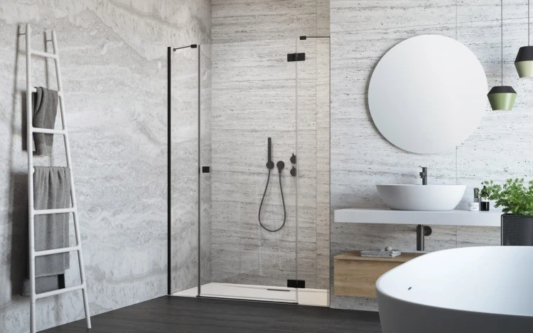 Drzwi prysznicowe Essenza Black DWJS 140x200 Radaway czarne prawe