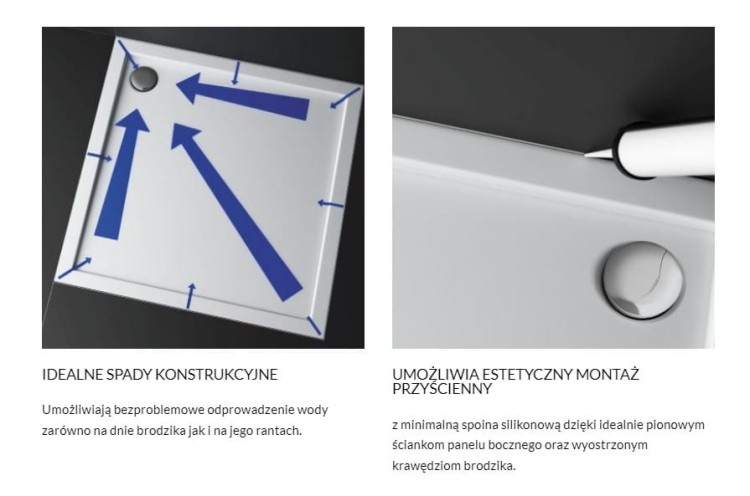 Brodzik prostokątny Sharper 70x100 Schedpol Schedline, biały - odpływ krótszy bok