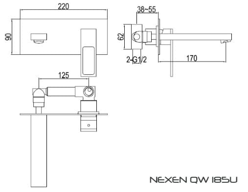 Bateria umywalkowa podtynkowa KOHLMAN Nexen QW185U