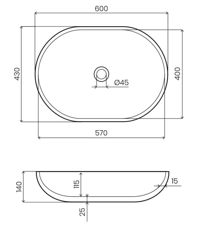 Umywalka kamienna nablatowa Pinatubo AD naturalnie szary marmur