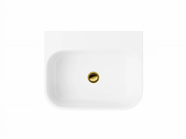 Stojąca umywalka akrylowa corsan olia mu5040 biała z syfonem i korkiem złotym