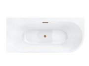 Wanna wolnostojąca narożna corsan intero 150 x 74 z szeroką krawędzią montaż lewostronny korek klik-klak szczotkowane złoto