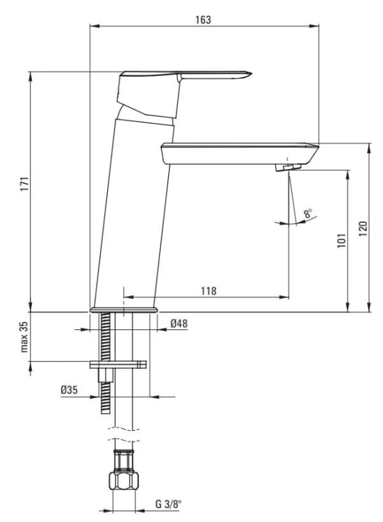 Bateria umywalkowa ECO-aerator 4.5 l/min Arnika Deante