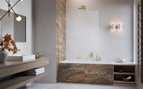 Parawan nawannowy Radaway Essenza Brushed Gold PND II lewy