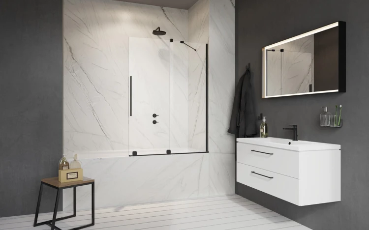 Parawan nawannowy Furo Black PND II 180x150 Radaway czarny prawy