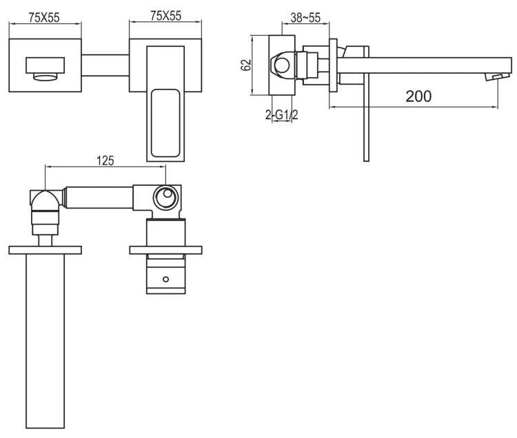 Bateria umywalkowa podtynkowa KOHLMAN Nexen QW183U