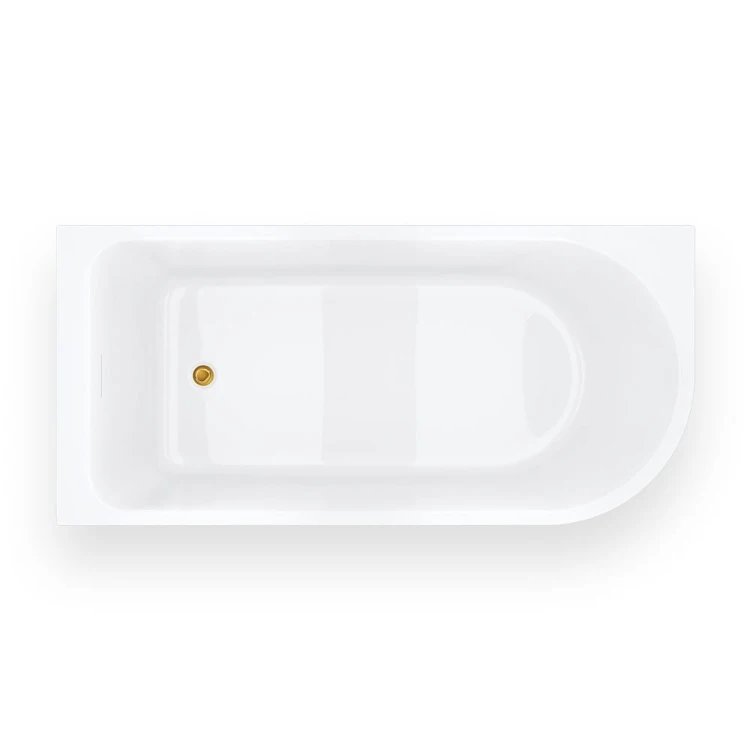 Wanna narożna invelia v220llgl 160x75 cm montaż lewostronny korek klika klak złoty