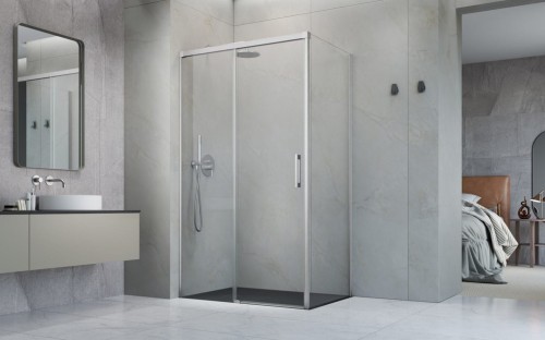 Kabina prysznicowa Idea Brushed Nickel KDJ Radaway lewa przejrzysta