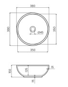 Umywalka kamienna nablatowa Apo AD naturalnie biały marmur