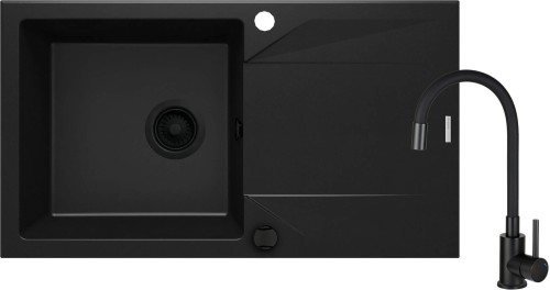 Zlewozmywak granitowy z baterią 1-komorowy z ociekaczem Deante Evora