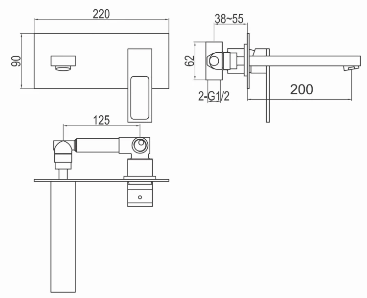 Bateria umywalkowa podtynkowa KOHLMAN Nexen QW188U