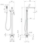 Bateria wannowa wolnostojąca z kompletem natryskowym Deante Anemon Bis BCZ017M