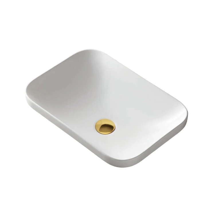 Umywalka wpuszczana w blat intero 430x380x140 mm z korkiem złotym