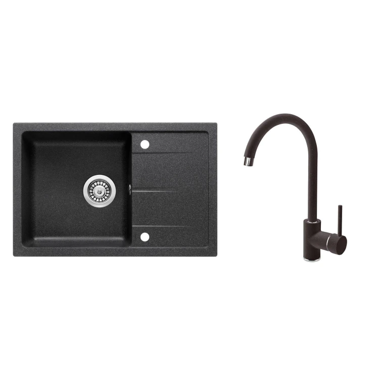 Zlewozmywak stalowy + bateria zlew. stojąca + osprzęt Deante