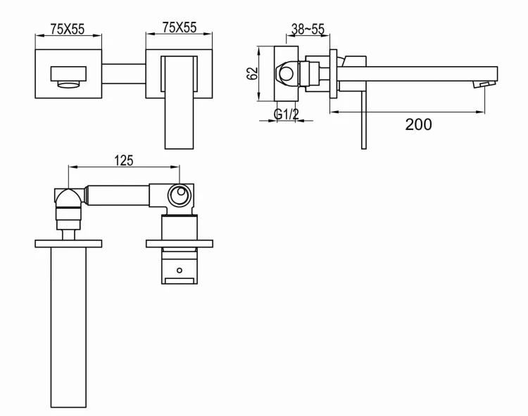 Bateria umywalkowa podtynkowa KOHLMAN Excelent QW183H