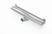 Odpływ liniowy ścienny z flanszą i metalowym syfonem Kesmet 90 cm z rusztem Stripes