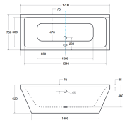 Wanna wolnostojąca Besco VERA 170x75 cm biała