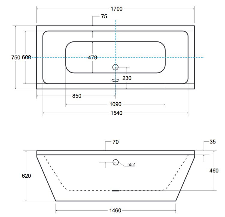 Wanna wolnostojąca Besco VERA 170x75 cm biała