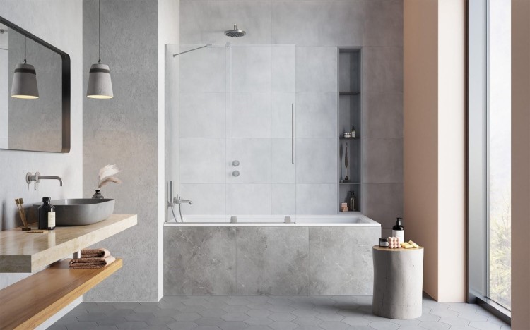 Parawan nawannowy Furo Brushed Nickel PND II Radaway lewy nikiel