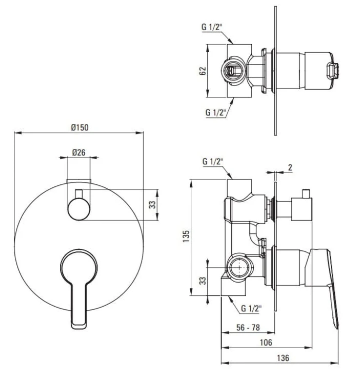 Zestaw prysznicowy podtynkowy z wylewką wannową złoty Arnika Deante