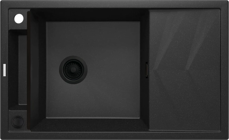 Zlewozmywak granitowy magnetyczny 1-komorowy z ociekaczem grafit metalik Deante Magnetic