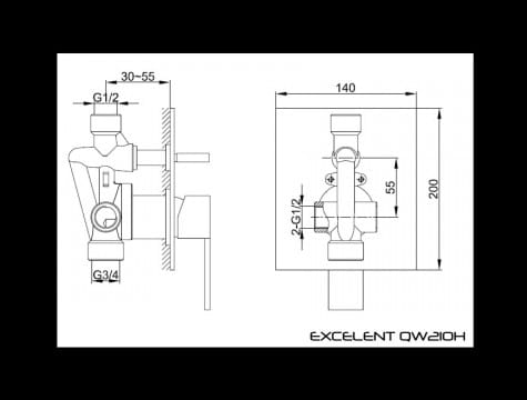 Bateria wannowa podtynkowa KOHLMAN Excelent QW210H