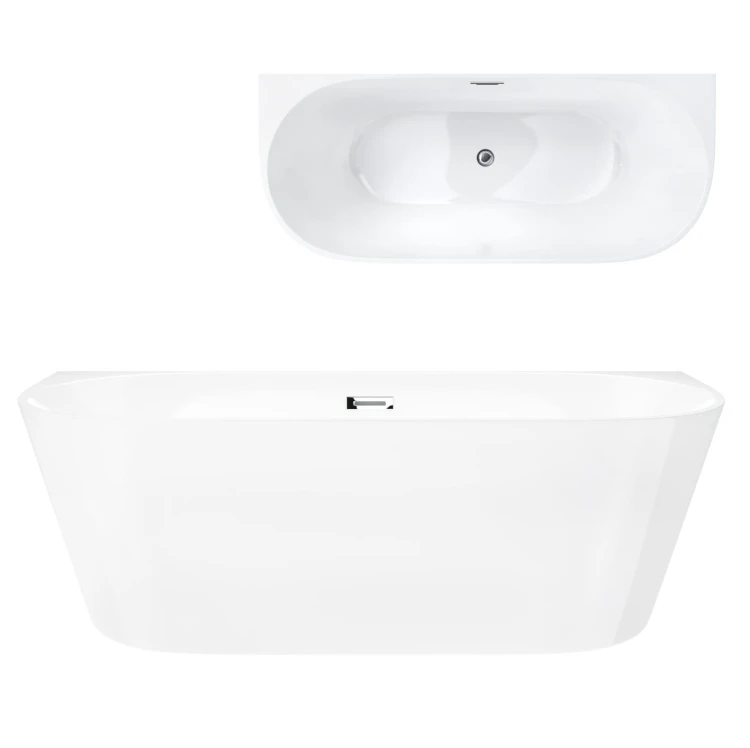 Wanna przyścienna wolnostojąca corsan mono 150 x 74 cm korek klik-klak chrom