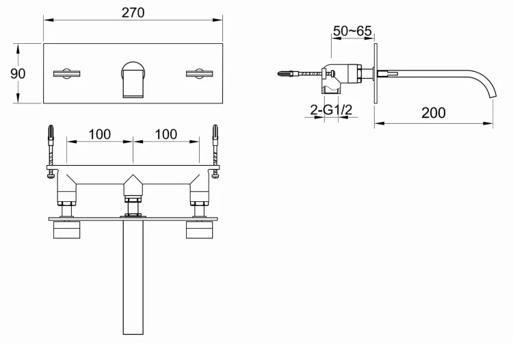 Bateria umywalkowa podtynkowa KOHLMAN Axis QW198N