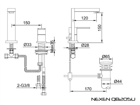 Bateria umywalkowa KOHLMAN Nexen QB205U